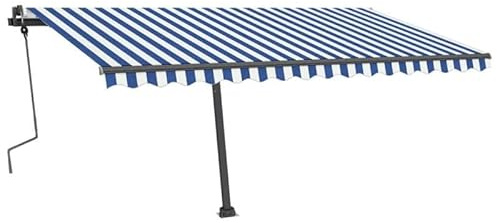 Standmarkise Einziehbar Handbetrieben 450x350 cm - Pulverbeschichtetes Aluminium & 100% Polyestergewebe mit PU-Beschichtung - Perfekt für Terrasse, Balkon oder Garten - Robust & Wetterbeständig