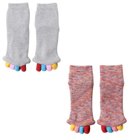 TONGIHS 2 Paires Chaussettes Orteils Séparés, Chaussette Five Fingers, Chaussette à Doigts Femme, Chaussettes Orteils Séparés de Sport, Doux et Respirant, pour Yoga, Sports (2 Couleurs)