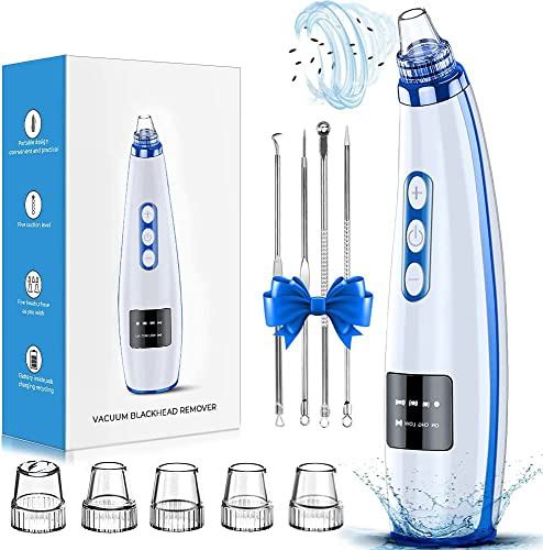 Blackhead Remover Pore Vacuum Upgraded Facial Pore Cleaner Electric Comedone Whitehead Extractor Tool-5 Suction Power,5 Probes,USB Rechargeable Blackhead Vacuum Kit for Women & Men