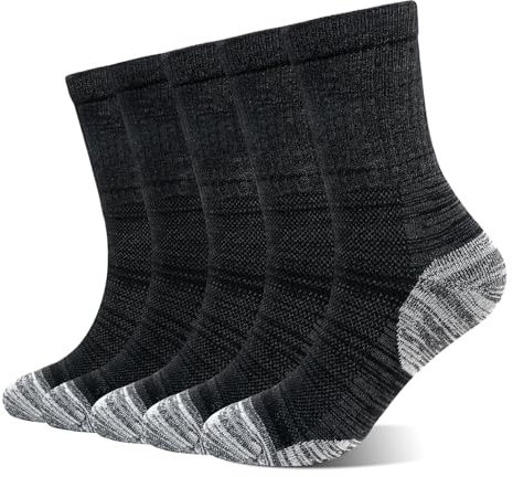 ZAKASA Calcetines de Trabajo Hombre Algodón: Calcetines Sin Costuras Reforzados Talón y Punta Acolchados Transpirables 5 Pares