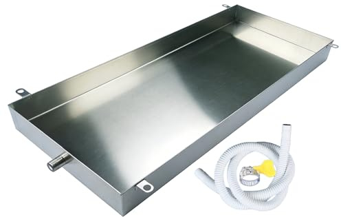 Bandeja de Goteo para Aire Acondicionado Acero Inoxidable 8cm con Manguera Recoge Condensación Protección Del Suelo Personalizable Resistente y Versátil Bandejas de Riego(20x20cm(8x8in))