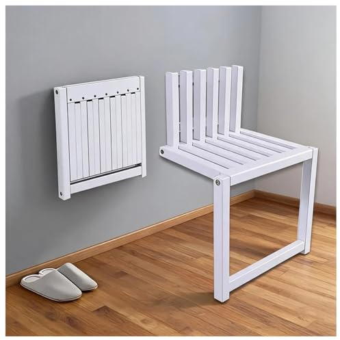 NQNFWCRJ Sgabello Pieghevole da Parete in Legno Massello Con Struttura a Gambe H35/42 cm Sgabello Cambio Scarpe da Porta per La Casa Ripiegabile a 90° Carico Massimo 150Kg Ferramenta Rinforzata