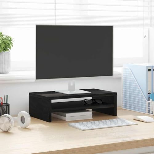 Zentexion monitorställ svart ek av trämaterial 42 x 24 x 13 cm utrymmesbesparande stabil för datorbord kontorsbord spelbord ergonomiskt som skärmhållare för hemmakontor och vardagsrum