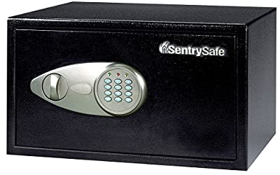 SentrySafe Shelf Safe with Digital Keypad Lock, Steel Safe with Interior Lining and Bolt Down Kit for Money, Jewelry, Documents, 0.98 Cubic Feet, 8.9 x 16.9 x 13.6 Inches, X105