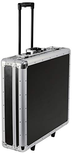 Reloop 200 Trolley CD Case - Profi CD-Case mit Trolley Fahrgestell, Teleskopgriff, 4-fach Unterteilung, Schaumstoffpolsterung, schwarz
