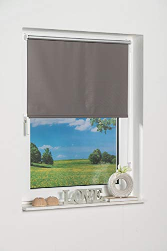 K-Home Thermorollo Verdunklungsrollo ohne Bohren Grau B80 x H150 cm