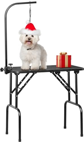 Yaheetech 32-inch Portable Pet Dog Grooming Table w/arm/Noose Black
