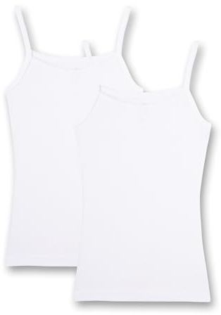 Sanetta Mädchen-Unterhemd (Doppelpack) weiß Jungen-Bademantel Frottée blau | Gemütlicher Kinderbademantel Inhalt: 2er Set Unterwäsche für Mädchen