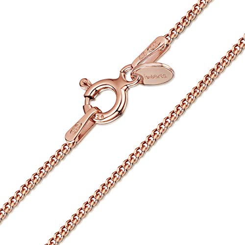 Amberta 14K Rose Gold Plated on 925 Sterling Silver 1.3 mm Curb Chain Necklace Length 18 inch / 45 cm (18)