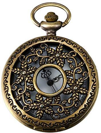 JewelryWe Taschenuhr Herren Damen mit Hohlen Kompass Quarz Analog Uhr mit Kette Halskette