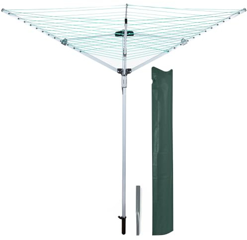 OurHouse Tendedero Giratorio de 4 Brazos con Recubrimiento en Polvo, Acero aleado, Gris, (40 M) UK