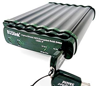 BUSlink CipherShield FIPS 140-2 Nivel 2 HIPAA 256-bit AES USB 3.0 Cifrado Raid 0 Disco Duro portátil (10 TB) (CSE-10TM3)