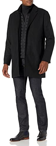 Dockers Men's Henry Wool Blend Top Coat (Regular and Big & Tall Sizes) , Black, XX-Large