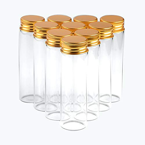 12pcs 50ml Botellas de Cristal Transparente con Tapa de Aluminio Dorado Frascos de Frascos de Vidrio Vacías, para Tarros de Dulces, Especias, Hierbas o té para Almacenamiento