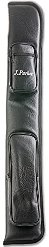 Parker Queuetasche in PU-Leder, Cue Bag für 2 Poolbillard Queues. Robustes dickes Material, Fellgefüttert, mit Zubehörtaschen und Tragegurt