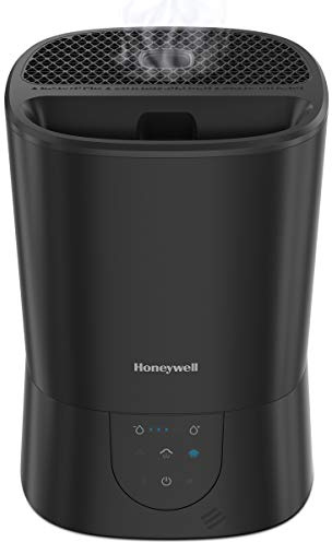 Honeywell Easy-to-Care Filter Free Warm Mist Humidifier, Medium Rooms, 1.5 Gallon Tank – Humidistat for Bedroom, Home or Office Black