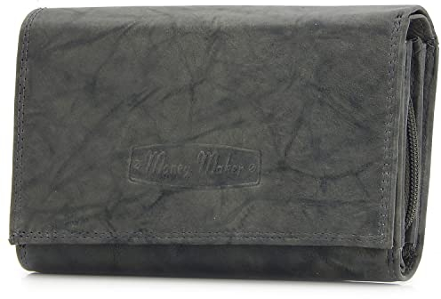 ekavale Geldbörse Damen Leder mit RFID-Schutz 25 Fächer Damen Portemonnaie Lang (Blau-Grau)