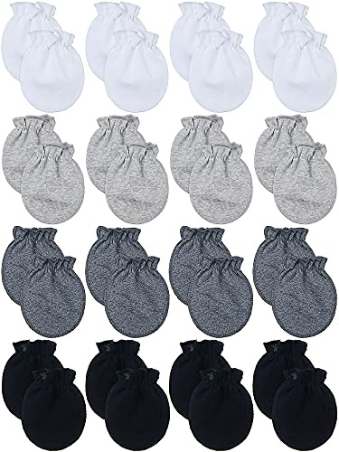 Syhood 16 Pairs Newborn Baby Mittens No Scratch Gloves Unisex Newborn Mittens for baby Boys Girls 0-6 Months (Assorted Color)