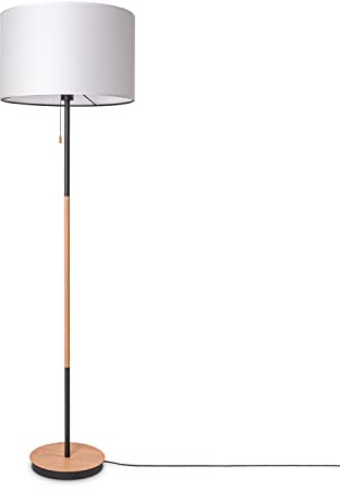 Paco Home Stehlampe Wohnzimmer Stoffschirmlampe Standleuchte Textil Schirm E27 Leselampe Skandi Büro Mit Stecker Uni Holzoptik
