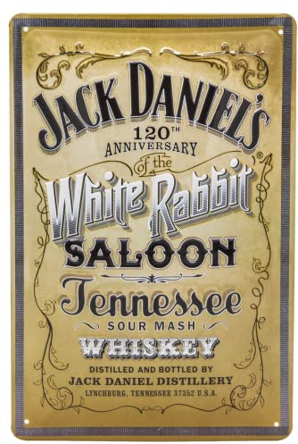 Whiskey Saloon Blechschild, passend für Jack Daniels Liebhaber und Genießer - geprägtes Stahlblech Schild, Bar Dekoration, 30 x 20 cm