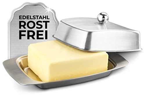 Maximex smörlåda, borstat rostfritt stål, för 250 g smör silverfärgad