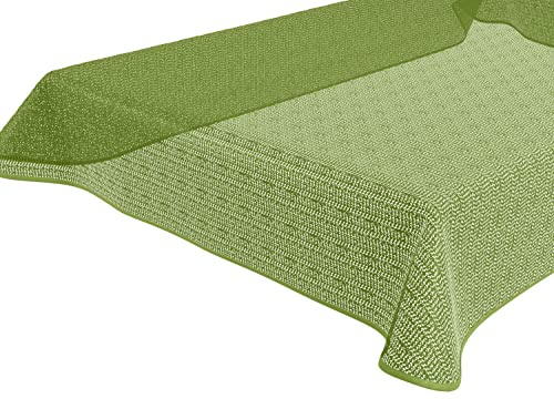 BEAUTEX Tokio Weichschaum Tischdecke mit Paspelband, Garten, Balkon, Terrasse, Camping - Größe und Farbe wählbar - Eckig 130x160 cm, Hellgrün | Waschbar bis 30 °C, mit Paspelband und Sonnenschutz-Imprägnierung, ideal für Garten, Balkon, Terrasse und Camping