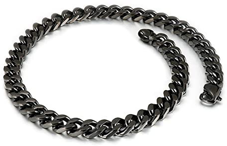 Bishilin Herren Partnerkette Edelstahl, Panzerkette 12MM Herren Halskette 71CM Schwarz Biker