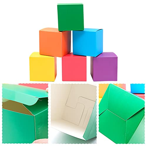18 Piezas Cajas de Regalo Cuadradas con Tapa Caja de Regalo Papel Kraft Coloridas - 10 x 10 x 10 cm - Cajas Cartón Cuadradas DIY Cajas de Regalo para Cumpleaños, Bodas, Fiestas, Madre, Navida