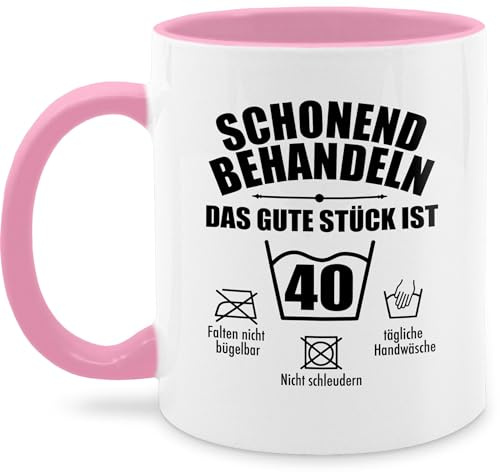 Tasse Tassen 325ml - 40. Geburtstag - Schonend behandeln das gute Stück ist vierzig - 325 ml - Rosa - 40 gag geschenk zum firrzich wird mug freundin geburtstagstasse 40igster