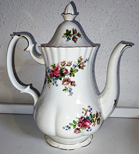 Royal Albert - Moss Rose - Kaffeekanne/Weiß/Knochenporzellan/Höhe mit Deckel ca. 26 cm