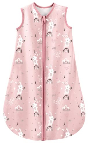 Looxii Baby Sleeping Bag 0.5 TOG 100% Cotton Soft Newborn Sleepsack Unisex Baby Wearable Blanket for Boys and Girls 18-24 Months - Pink