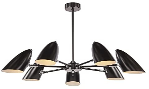 Maytoni Moderne Kronleuchter Aida 7 xE14 excl. Schwarz aus Metall Energieeffizient 40W für Küche, Schlafzimmer, Wohnzimmer, Esszimmer, Lobby