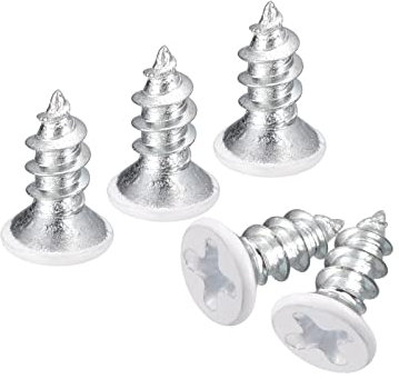 QUARKZMAN ST4x10mm Tornillos Autorroscantes, 100uds Tornillos Autoperforantes de Plana Cabeza Phillips, Madera Tornillos Blanco para Carpintería