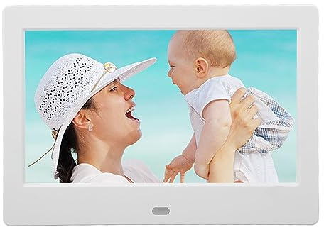 7-Zoll-HD-Digital-Fotorahmen mit IPS-Display, Videowiedergabe, WLAN-Verbindung, Integriertem Lautsprecher, Fernbedienung, an der Wand Montierbar, für Senioren (EU-Stecker)