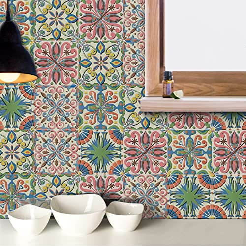 HORIWE Pegatinas vintage para azulejos de pared, 24 unidades, autoadhesivas, resistentes al agua, para cocina, baños, armarios, muebles, mesa