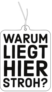 2x Duftbaum mit,Warum liegt hier Stroh' Motiv, Autoduft Duftspender lustig, Duftbaum Auto tuning, Lufterfrischer, Duftanhänger, Wagen Set