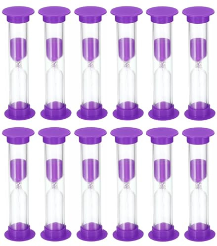 Sanduhr, Violett, 2 Minuten, Sanduhr, Countdown-Timer für Kinder, zum Zähneputzen, Spiele, Klassenzimmer, Zuhause und Küche, 12 Stück