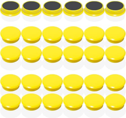 DUJEQM Magnete für Magnettafel - 30 Stück Starke Gelb Kühlschrankmagnete – Runde Magnet Mini Magnete für Whiteboard, Magnetwand & Pinnwand – Klein Magneten, Bunte Tafelmagnete für Küche, Büro, Schule