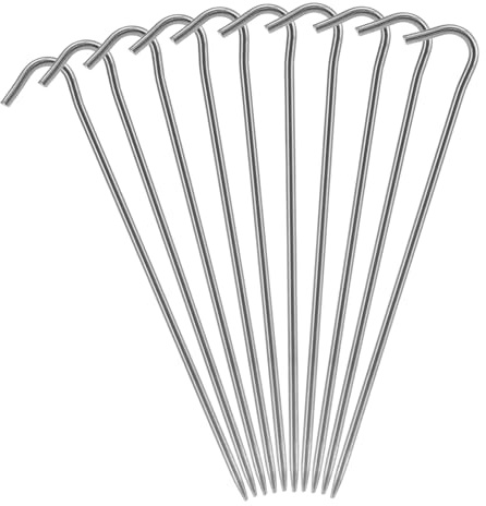 Leichte Titan Zeltheringe mit Haken und Konischer Spitze – 10 Stück – Korrosionsbeständig & Belastbar für Zelte & Unterstände