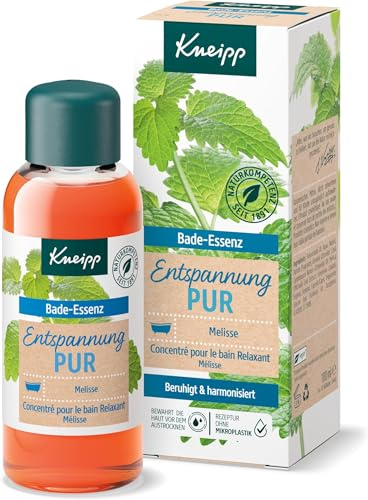 Kneipp Bade-Essenz Entspannung Pur - Badeöl mit natürlichem ätherischen Öl der Indischen Melisse & Extrakt der Zitronenmelisse für wohltuende Entspannung & Erholung - harmonisierend - 100ml