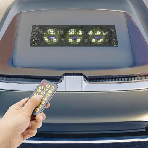 Flexibler LED Anzeigetafel, Led Anzeige Programmierbar, Leuchtreklame Personalisiert, Leuchtschild FüR Auto, Smart App, Bluetooth USB 5V, 37.4 * 9.2cm