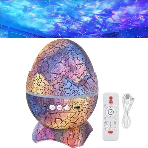 YYGJYGOO Dinoglow Egg Projector, 4-in-1 Northern Lights Starry Projector with White Noise, Wireless Bluetooth Music Player, Timer or Remote, Nightlight Room Décor(A)