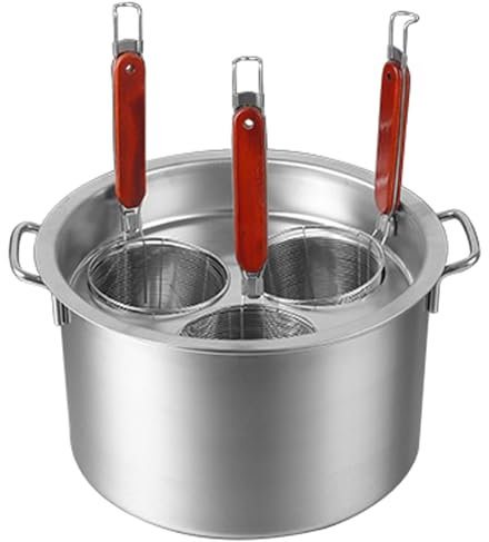 Set cuocipasta in Acciaio Inox con cestello scolapasta per Cucina Domestica e Ristorante di qualità Commerciale a 3 Fori