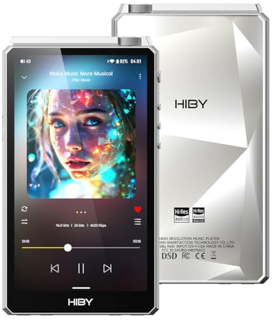HiBy R6III 2025 DAP Player Lecteur MP3 audio haute résolution avec amplificateur de classe A et AB/Android 12/Bluetooth 5.0/WiFi/64 Go + mémoire extensible de 2 To