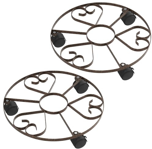 PEILU Pflanzenroller Outdoor Ø32cm Rund Pflanzen Untersetzer mit 360° Drehbare Rollen Blumen Rollbrett bis 150KG Gefäßroller für Sonnenschirmständer, Mülleimer, Regentonne, Pflanzentopf (Type D)