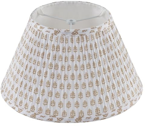 Lamp Shades For Table Lamps,Medium Lamp Shade 7 Top x 13 Bottom x 7.8 Slant Height,Barrel Replacement Lampshade(Spider Fitter), Modern Fabric Pleated Lampshades For Table Lamp 1 Pack(Brown Floral)