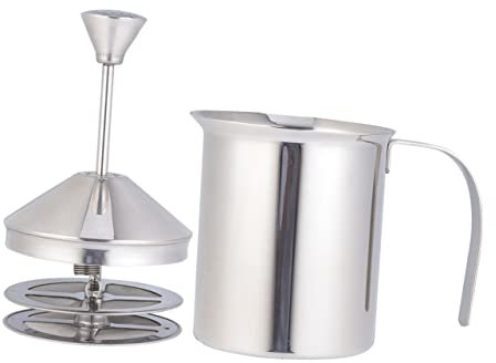 Mobestech 400cc Espumador De Leche Para Café De Acero Inoxidable Jarra De Espumado De Doble Capa Filtro Espumador De Leche Manual Para Hacer Café Espumoso Utensilios Para