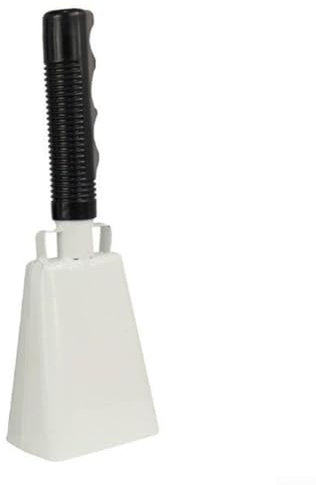 Cloche de vache en acier à main idéale pour tout événement sportif ou occasion spéciale (blanc)