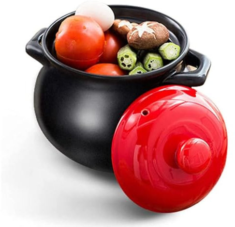 Terracotta Casserole Pot - Heat-Resistant Ceramic Clay Pot for Stews & Simmered Dishes, Household Cooking Pot