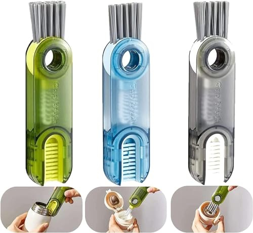3Pcs 3 in 1 Multifunctional Cleaning Brush, 3 in 1 Cleaning Brush,Bottle, Multipurpose Bottle Gap Cleaner Brush, Silicone
